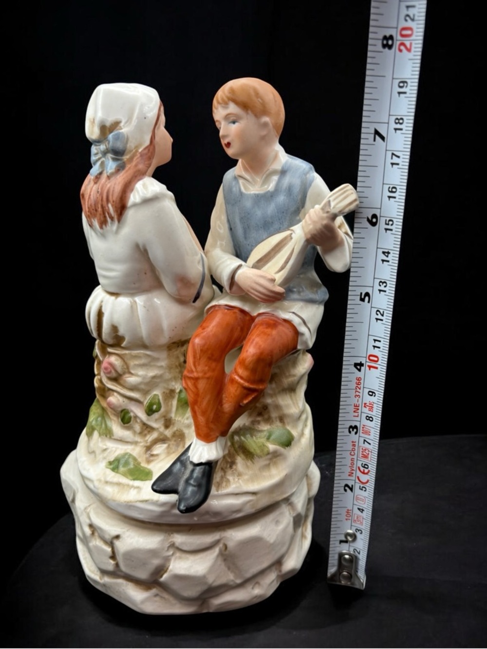 Vintage Price Import Japan Porcelain Music Box Lad Serenading Girl W/ Mandolin - Picture 13 of 14
